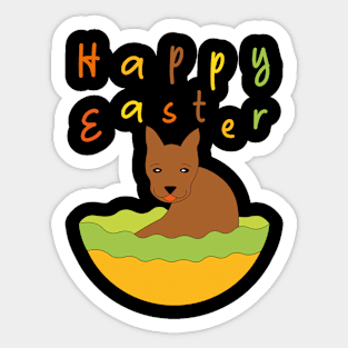 Easter with dog Sticker